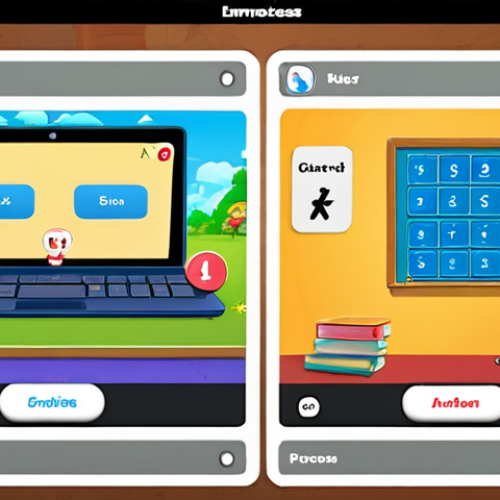 **Prompt:** A vibrant, interactive digital learning platform interface featuring gamified math exercises. Colorful icons, animated characters, and progress bars enhance student engagement on tablets and laptops. The scene emphasizes fun, accessible education for diverse learners in a modern classroom setting.